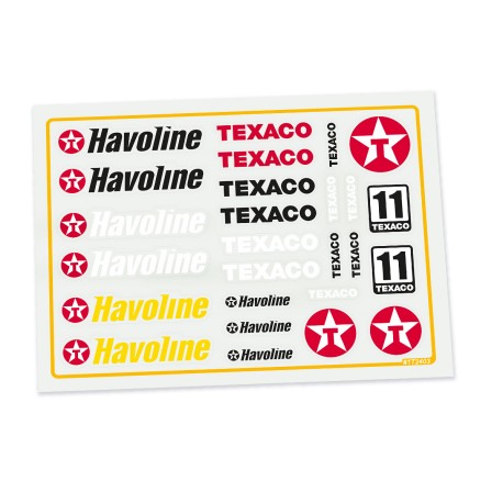 Cartela Adesivos Bolha Havoline / Texaco Escala 1/24