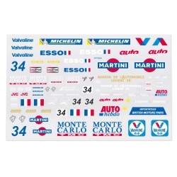 Cartela Adesivo Recortado P/ Bolha Automodelo Monte Carlo Escala 1/18