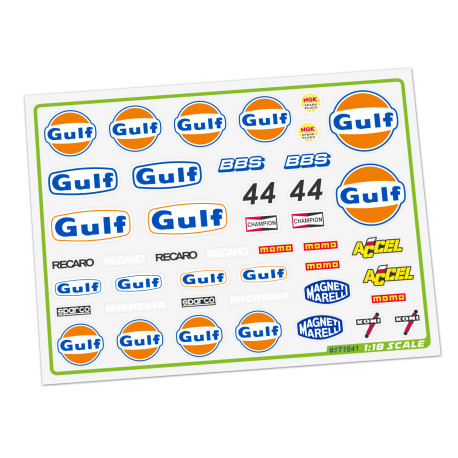 Cartela Adesivos Bolha Gulf Escala 1/18